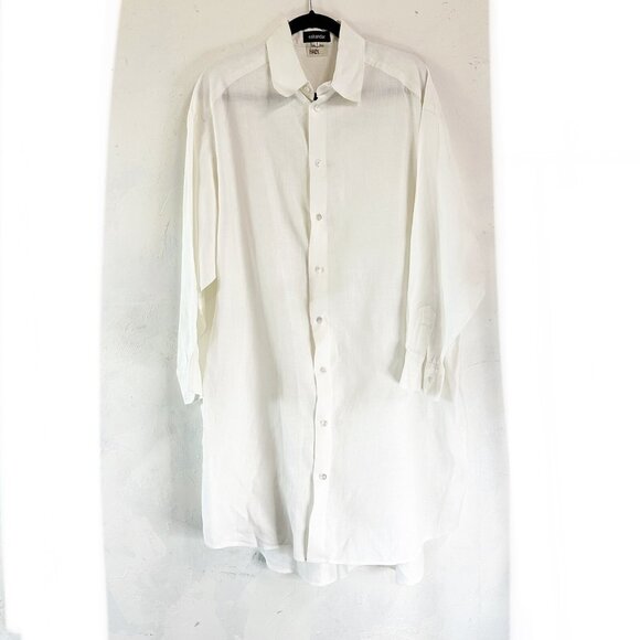 Eskandar Tunic Button Down Linen White Top Dress Collared Women's Size 1